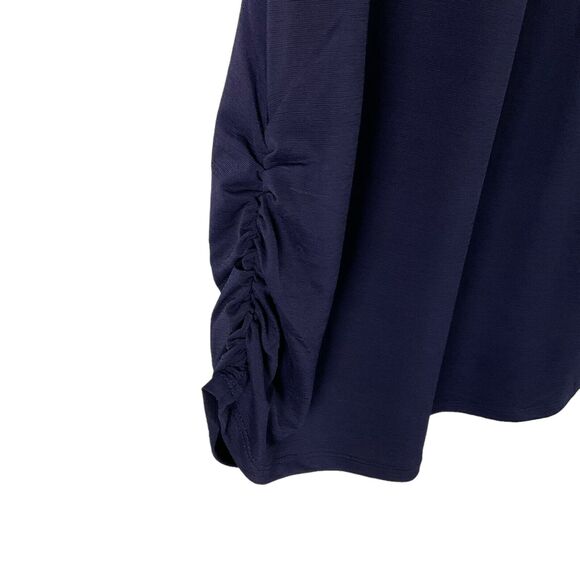 Sweet Wanderer Maternity Medium Navy Blue Embellished Neckline Blouse Top New - Picture 8 of 14